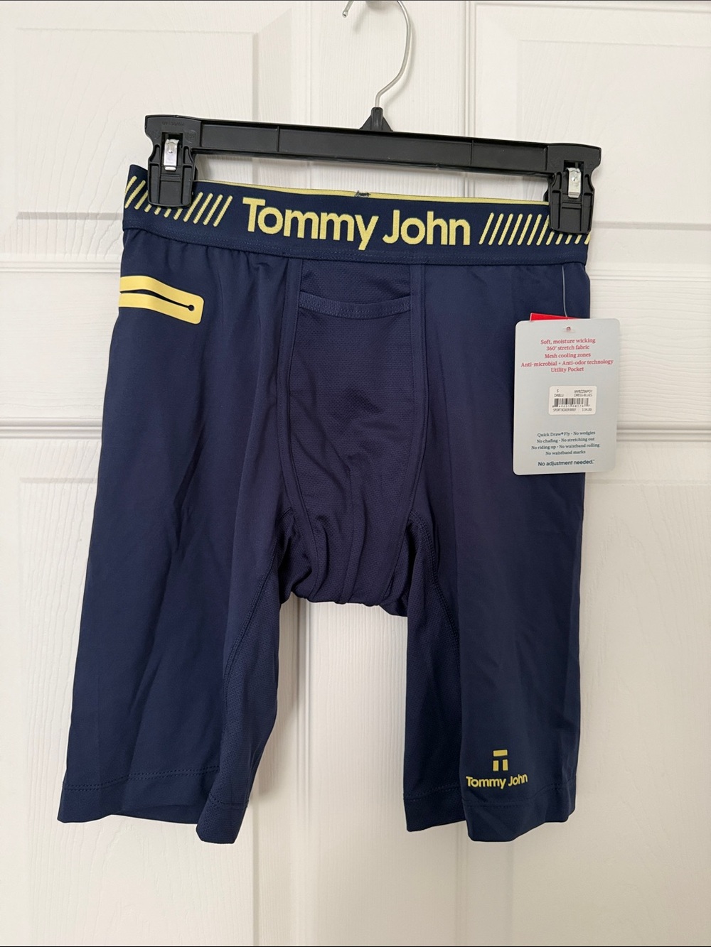 Tommy John Navy Boxer Briefs with Yellow Accents